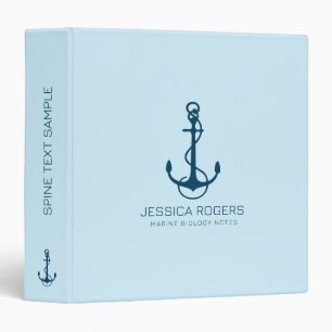 Dark Blue Nautical Boat Anchor On Light Blue Binder
