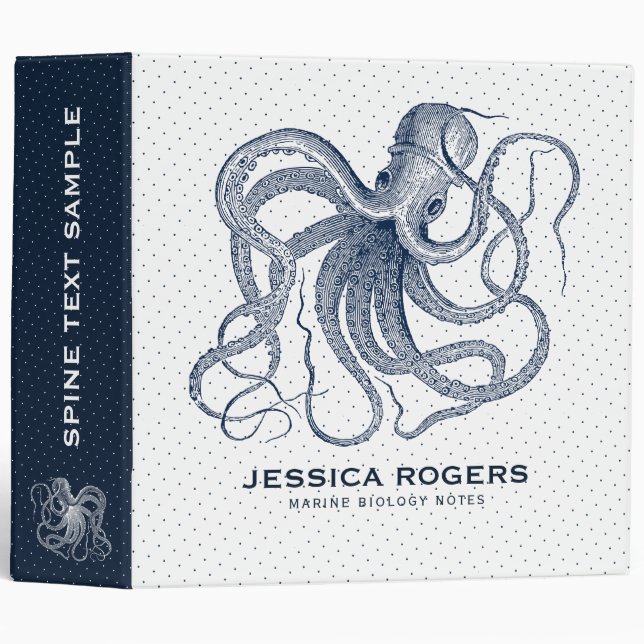 Dark Blue Nautical Octopus Binder (Front/Spine)