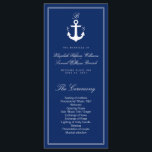 Dark Blue Nautical Wedding Program Rack Cards<br><div class="desc">Customize this beautiful stylish elegant monogram dark blue nautical Wedding Program Rack Card. Modern crisp design with white text and anchor image. All the elements are flexible and can be moved around,  resized or removed. All the other matching design products and be found in this collection:</div>