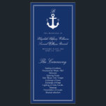 Dark Blue Nautical Wedding Program Rack Cards<br><div class="desc">Customize this beautiful stylish elegant monogram dark blue nautical Wedding Program Rack Card. Modern crisp design with white text and anchor image. All the elements are flexible and can be moved around,  resized or removed. All the other matching design products and be found in this collection:</div>
