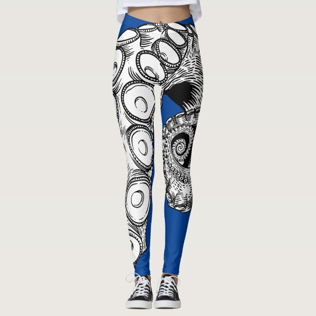 dark Blue Octopus Tentacle Leggings  (Front)