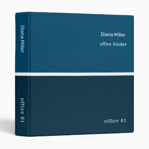 dark-blue office 3 ring binder with name