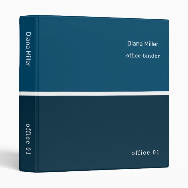 dark-blue office 3 ring binder with name (Front/Spine)