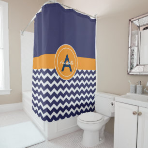 Dark Blue Orange Chevron