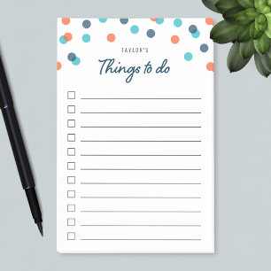 Dark Blue Orange Confetti Things To Do List Post-it Notes