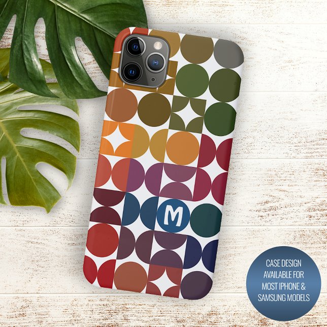 Dark Blue Orange Red Green Midcentury Art Pattern Case-Mate iPhone Case (Creator Uploaded)