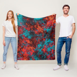 Dark blue orange textured texture suede marble gra fleece blanket