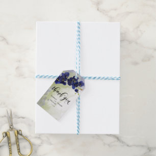 Dark Blue Orchid Watercolor Thank You Gift Tags