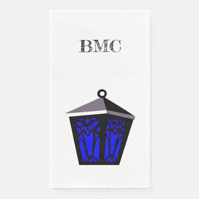 Dark Blue Owl Lantern Napkins (Front)