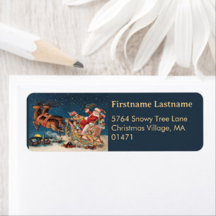 Dark Blue Patriotic Santa Holiday Return Address