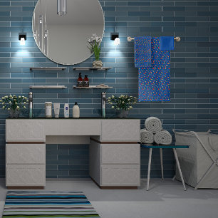 Dark blue Pattern  mini wildflower  Bath Towel Set