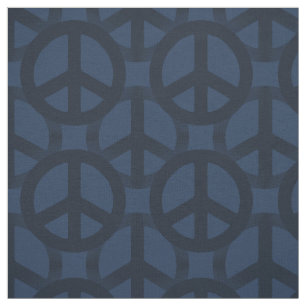 Dark Blue Peace Sign Fabric