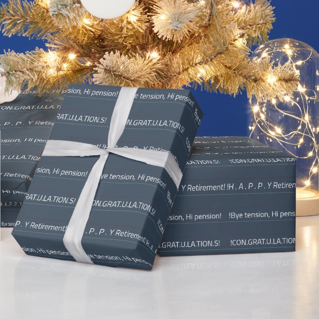 Dark Blue Personalized Retirement Congratulations Wrapping Paper (Holidays)