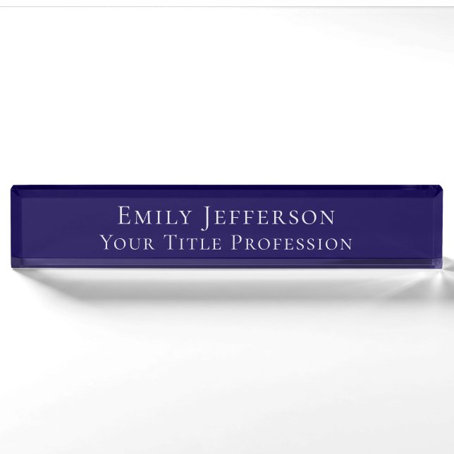 Dark Blue Plain Elegant Professional Modern Nameplate (Front)
