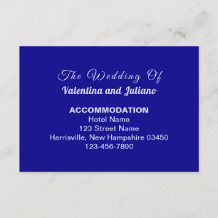 Dark Blue Plain Text Wedding Accommodation Enclosure Card
