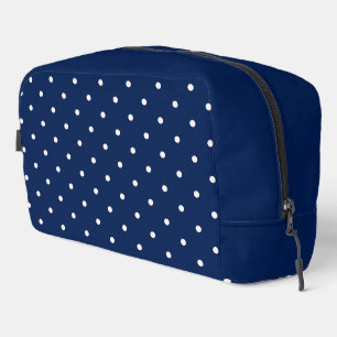 Dark blue polka dot dopp kit