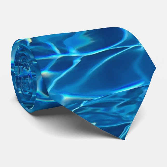 Dark Blue Pool Water  Tie (Rolled)