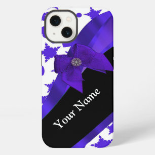 Dark blue pretty girly pattern personalized iPhone 13 case