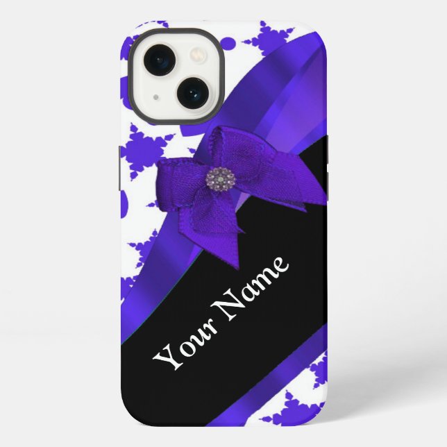 Dark blue pretty girly pattern personalized iPhone case (Back)