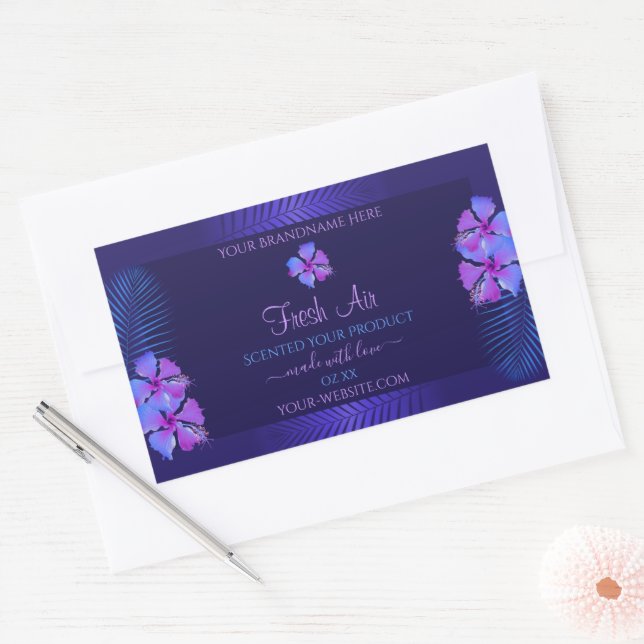 Dark Blue Product Labels Exotic Purple Flowers (Envelope)