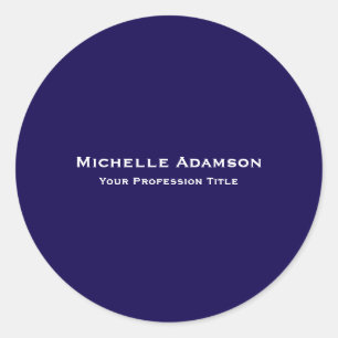 Dark Blue Professional Plain Modern Classic Round Sticker