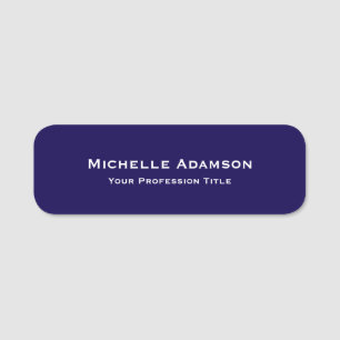 Dark Blue Professional Plain Modern Name Tag