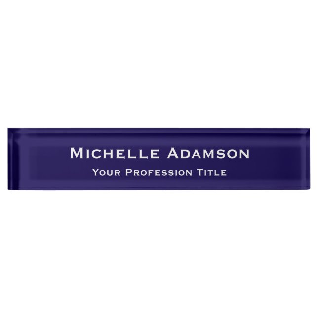 Dark Blue Professional Plain Modern Nameplate (Front)