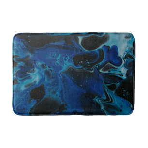 Dark blue psychedelic liquid bath mat