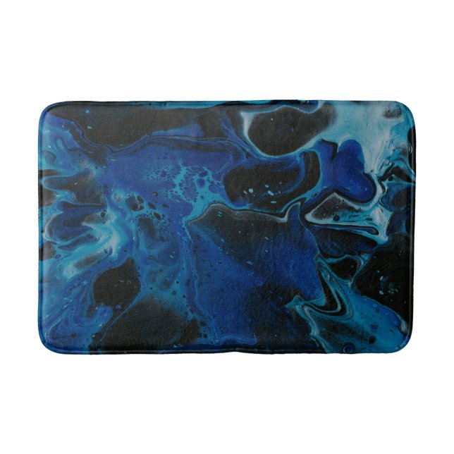 Dark blue psychedelic liquid bath mat (Front)