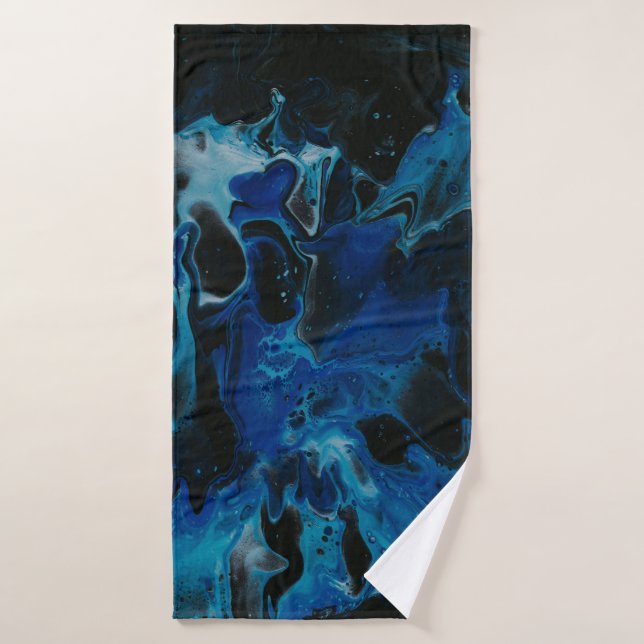 Dark blue psychedelic liquid bath towel (Bath Towel)