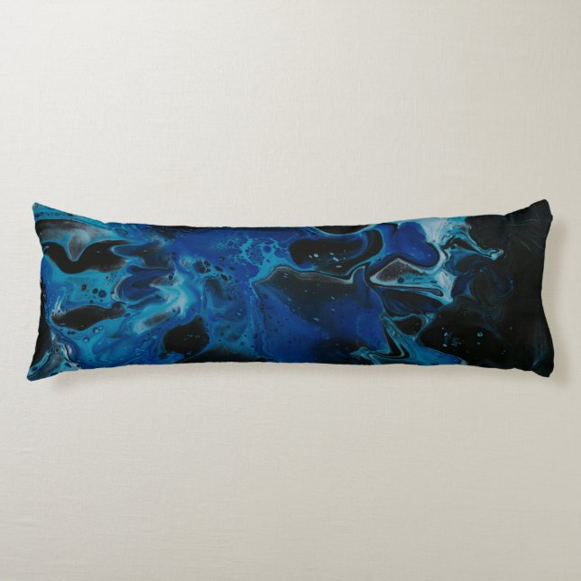 Dark blue psychedelic liquid body pillow (Front)