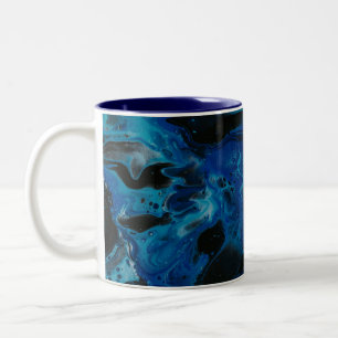 Dark blue psychedelic liquid Two-Tone coffee mug