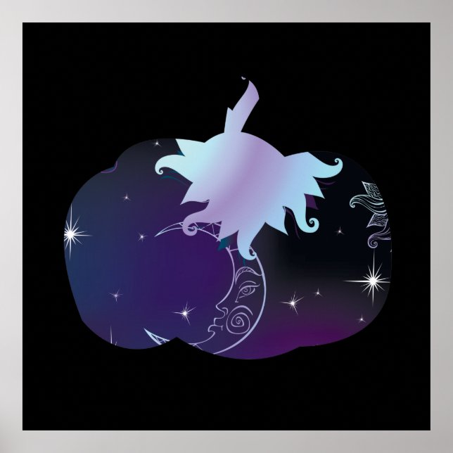 Dark Blue Pumpkin Poster (Front)