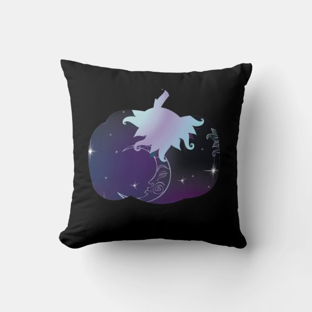 Dark Blue Pumpkin Throw Pillow (Front)