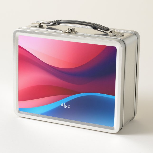 Dark blue purple abstract  school  metal lunch box (Front)