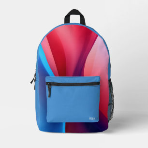 Dark blue purple abstract school printed backpack