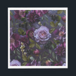 Dark Blue & Purple Floral Moody Bridal Brunch Napkin<br><div class="desc">Introducing our exquisite bridal shower paper napkins that effortlessly marries modern elegance with vintage allure. Set against a moody navy blue background, an overall floral pattern comes to life, featuring dark purple, lavender, periwinkle blue, and cream white flowers alongside dark purple berries and delicate botanical greenery. The blend of colours...</div>