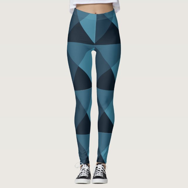 Dark Blue Pyramids  Leggings (Front)