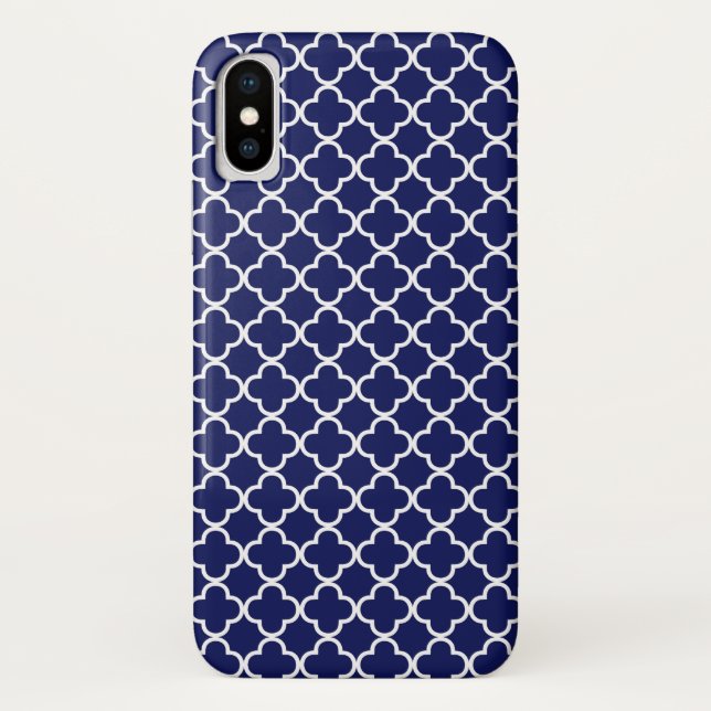 Dark Blue Quatrefoil Pattern Case-Mate iPhone Case (Back)