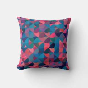 Dark Blue Red: Vintage Geometric Throw Pillow