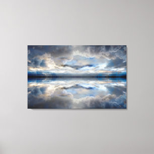 Dark blue reflected clouds canvas print