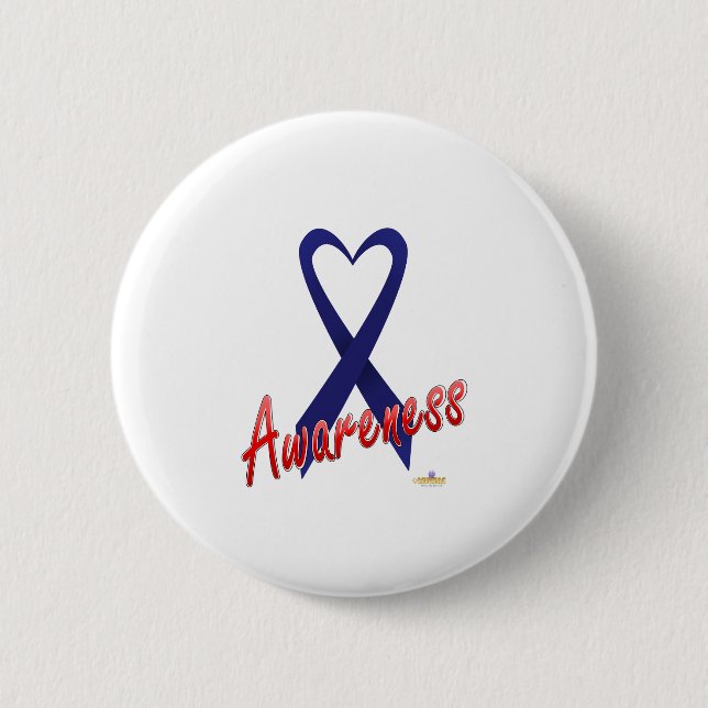 Dark Blue Ribbon Awareness Design 2 Inch Round Button (Front)