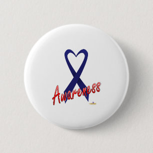 Dark Blue Ribbon Awareness Design 2 Inch Round Button