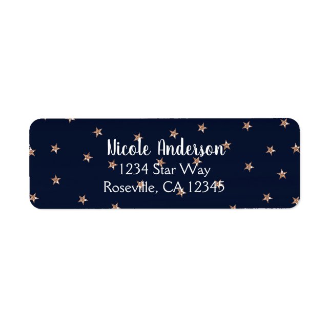 Dark Blue & Rose Gold Pink Glittery Stars Starry (Front)