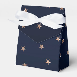 Dark Blue & Rose Gold Pink Glittery Stars Starry Favor Box