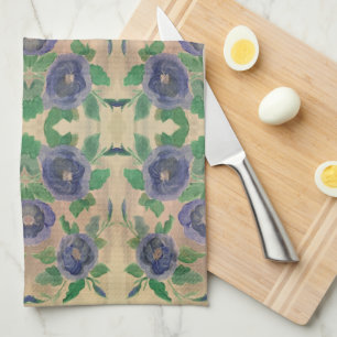 Dark Blue Rose Kitchen Towel