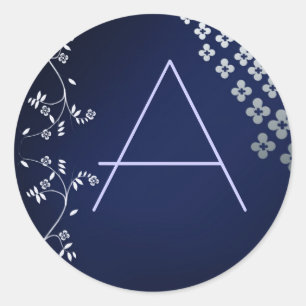 Dark blue round monogram sticker