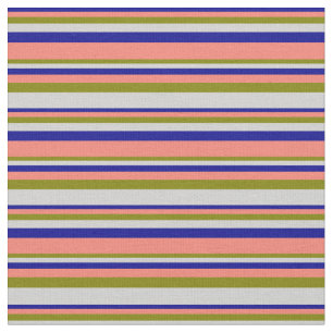 Dark Blue, Salmon, Green, and Light Grey Coloured Fabric