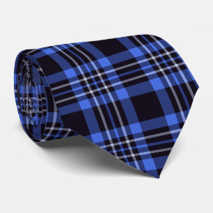Dark Blue Scottish Tartan Pattern Tie