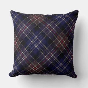 Dark Blue Scottish Tartan Plaid Throw Pillow